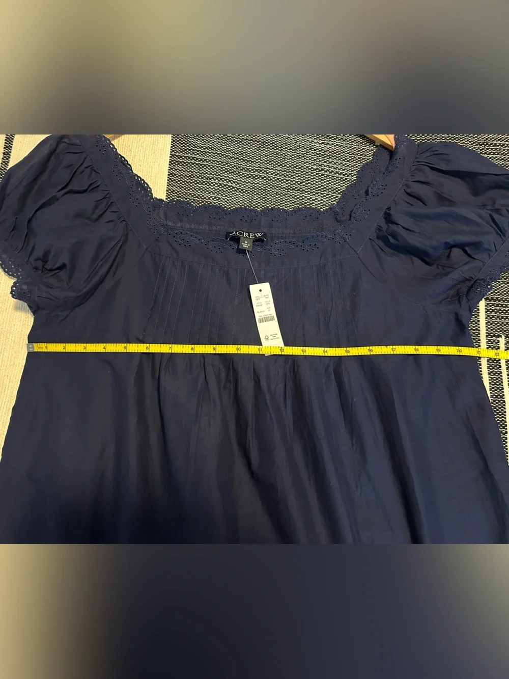 NWT J. Crew Cotton Voile Scallop-trim Babydoll Dress Navy Medium